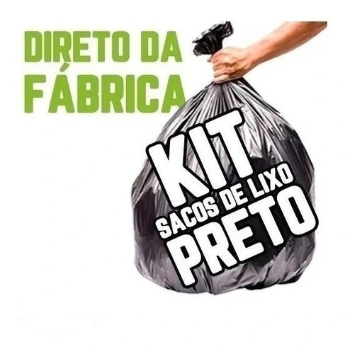 Kit Saco De Lixo 20 + 40 Lts Reforçado Preto Preto