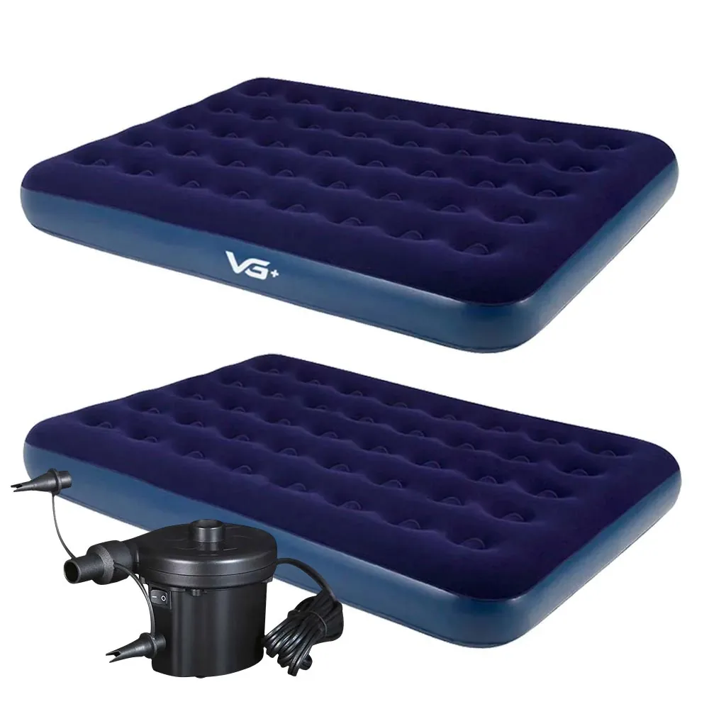 Kit 2 Colchões Infláveis Casal Flocked Comfort Com Bomba Elétrica 220v Vg Plus