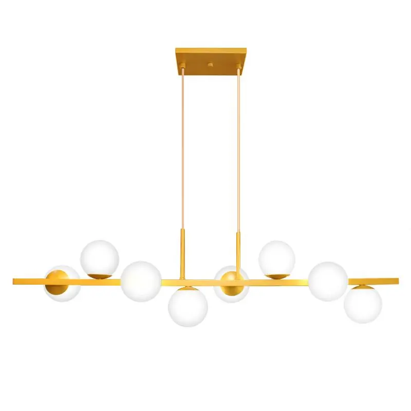 Pendente Jabuti Spire Dourado C Globos Brancos Fosco P/ 8 G9