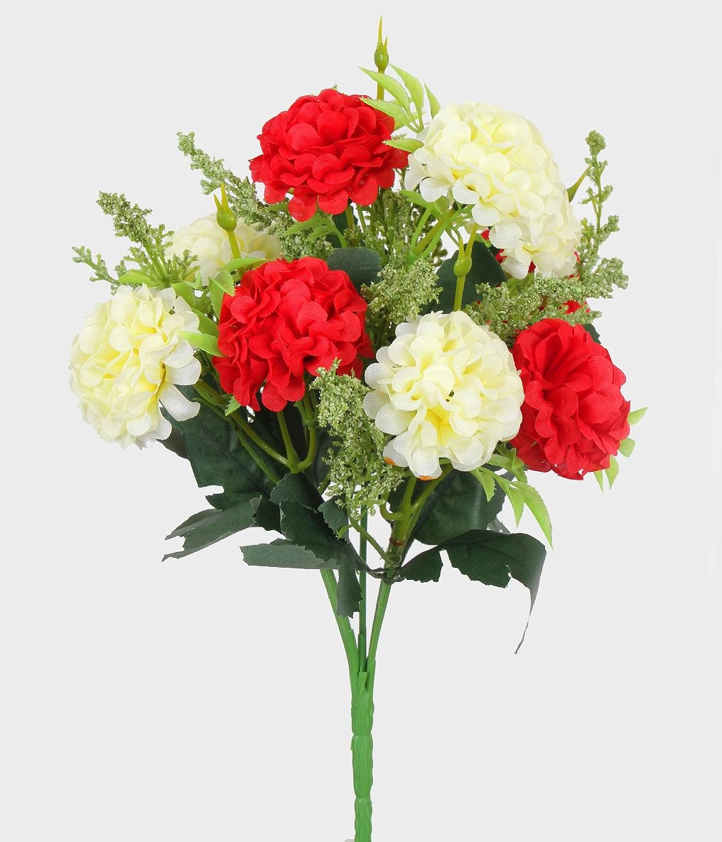 Bq Crisantemo X10 Com Complementos Creme Vermelho