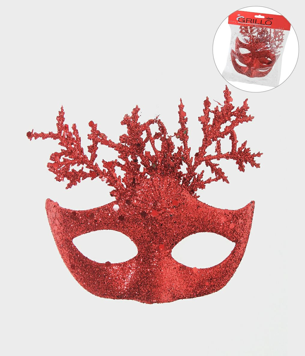 Enfeite Mascara Glitter Vermelho 34290 009 Grillo