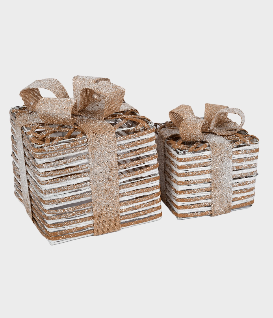 Caixa Presente Natalina Natural C/led C/02