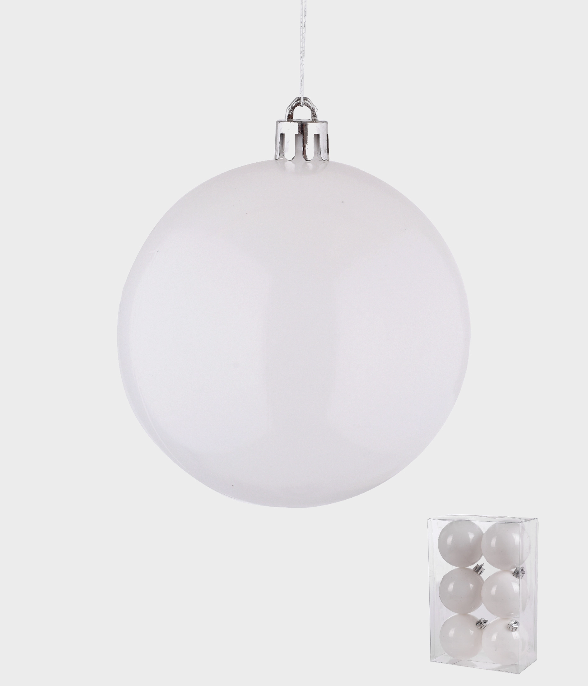 Bola Natal Branca 8cm 6un 38330 008 Grillo