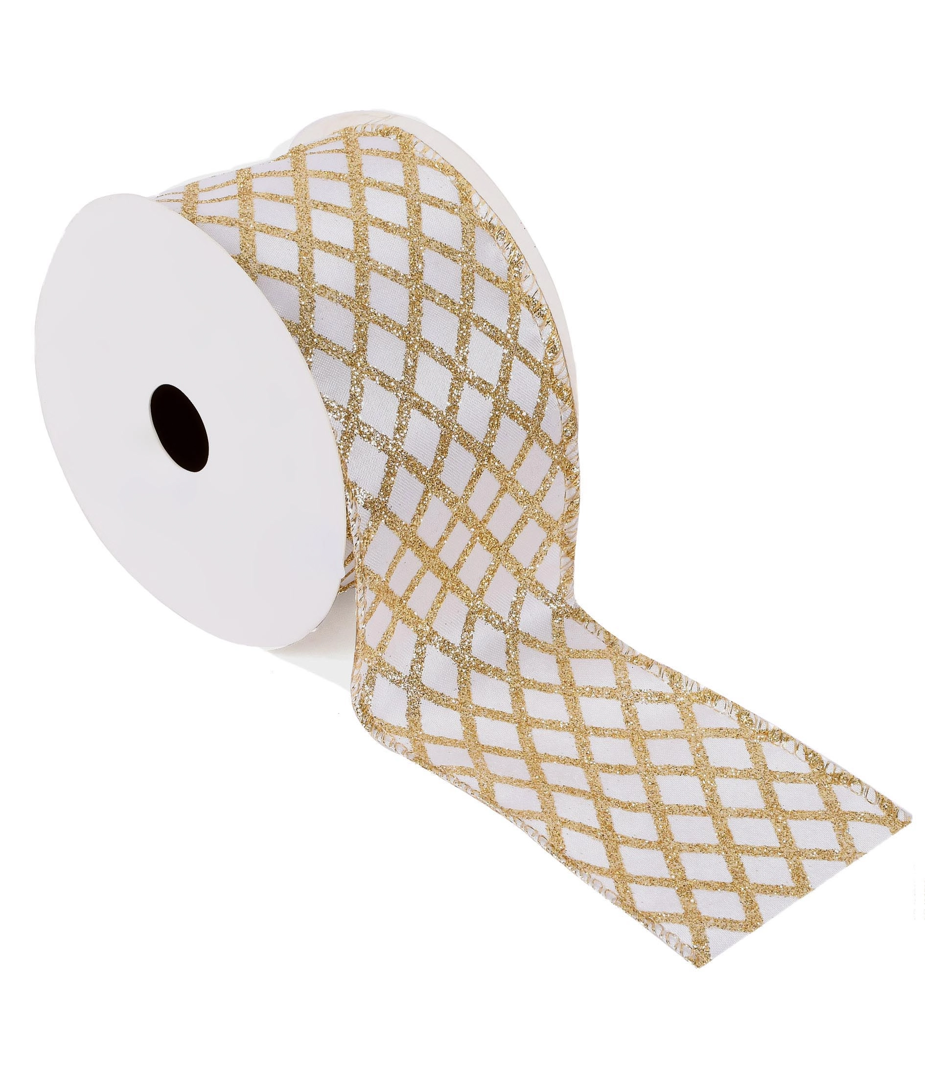 Fita Aramada Decorada 6,3cm X 9,14m Prata Dourado 52516 039