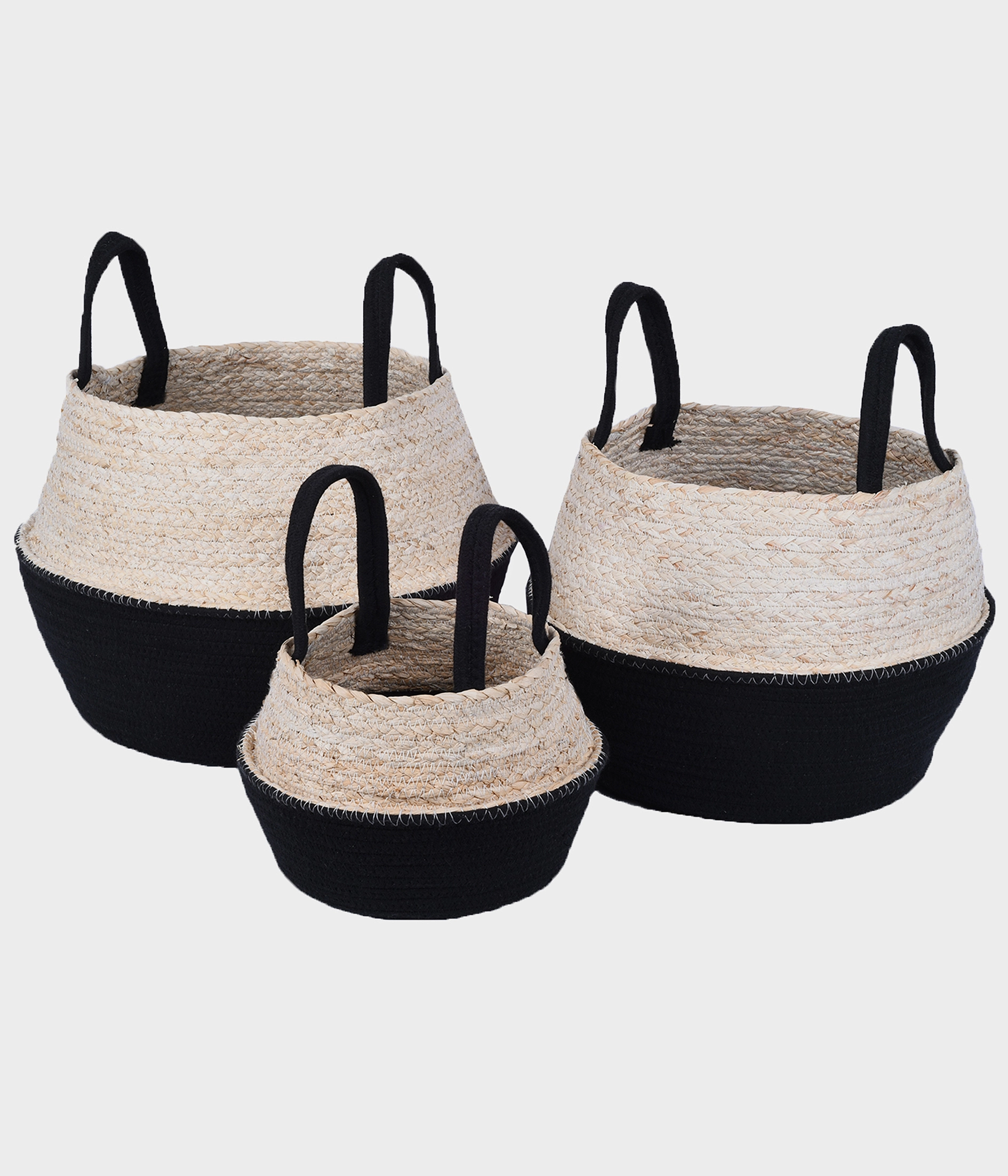 Cesto Algodao Fibra Natural Preto 3pcs 53019 278 Grillo