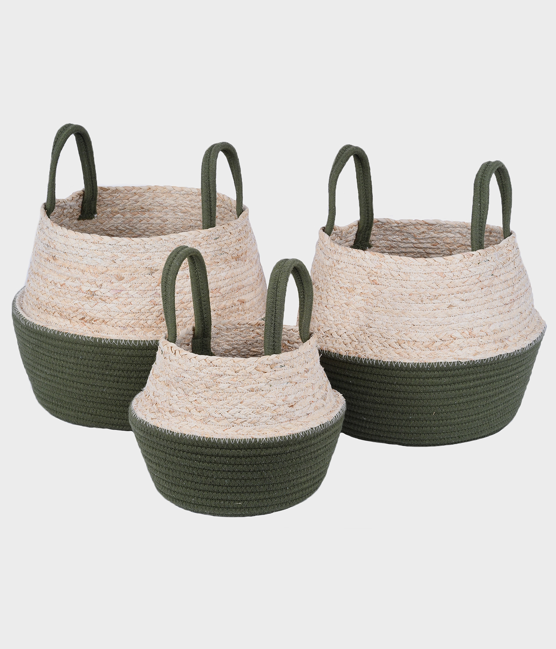 Cesto Algodao Fibra Natural Verde 3pcs 53019 277 Grillo