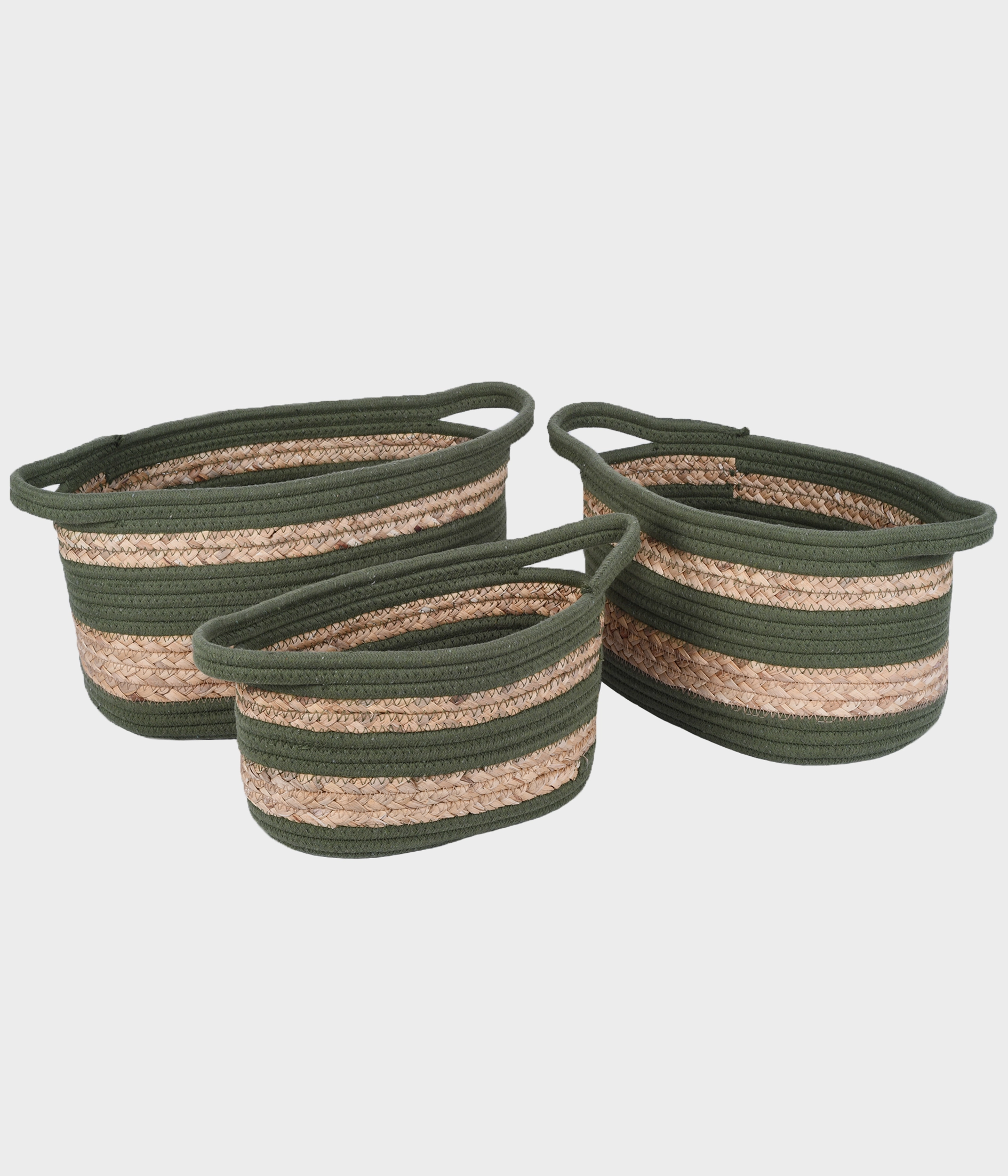 Cesto Algodao Fibra Natural Verde 3pcs 53027 277 Grillo