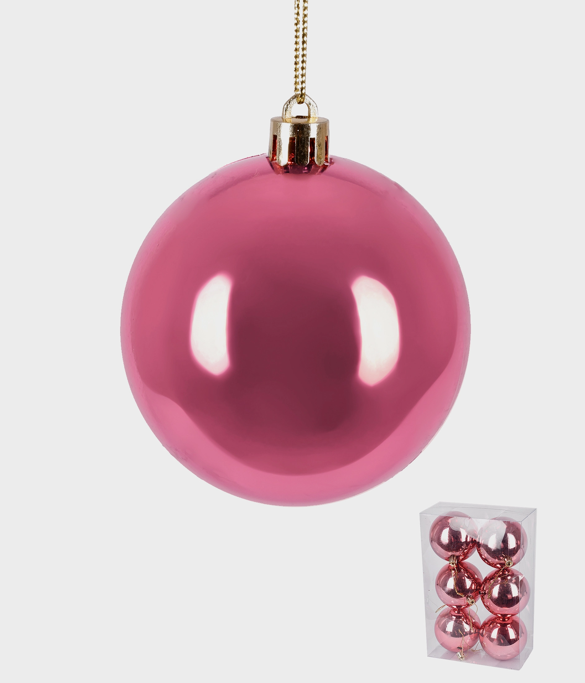 Bola Natal Rosa Claro 8cm 6un 38330 006 Grillo