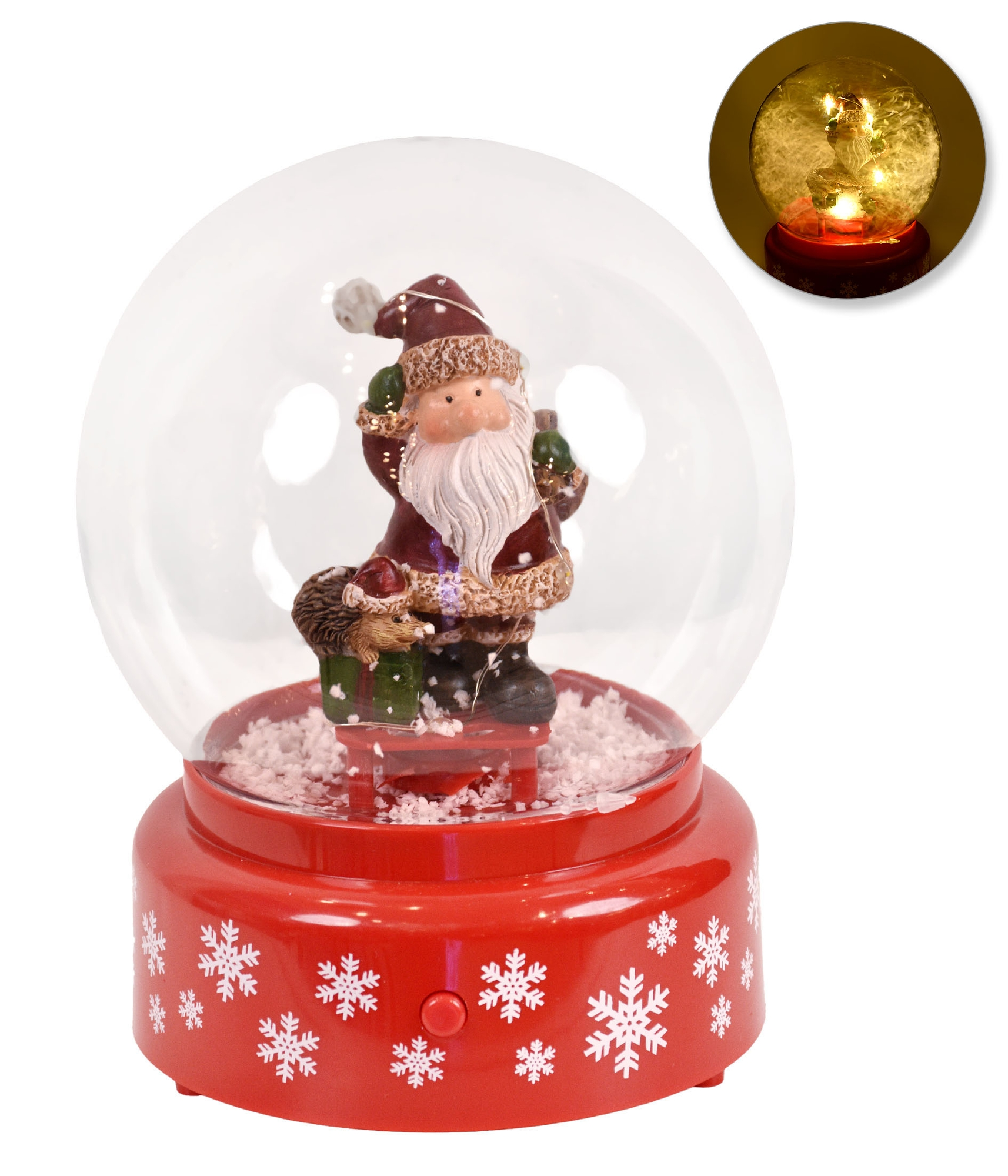 Globo Neve Papai Noel Cenario Vermelho 19cm 61979 009 Grillo