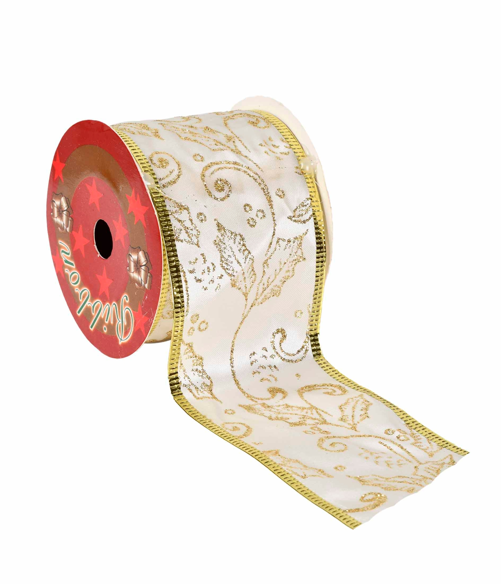 Fita Aramada Cetim Decorado Branco Dourado 5m 62403 107 Grillo