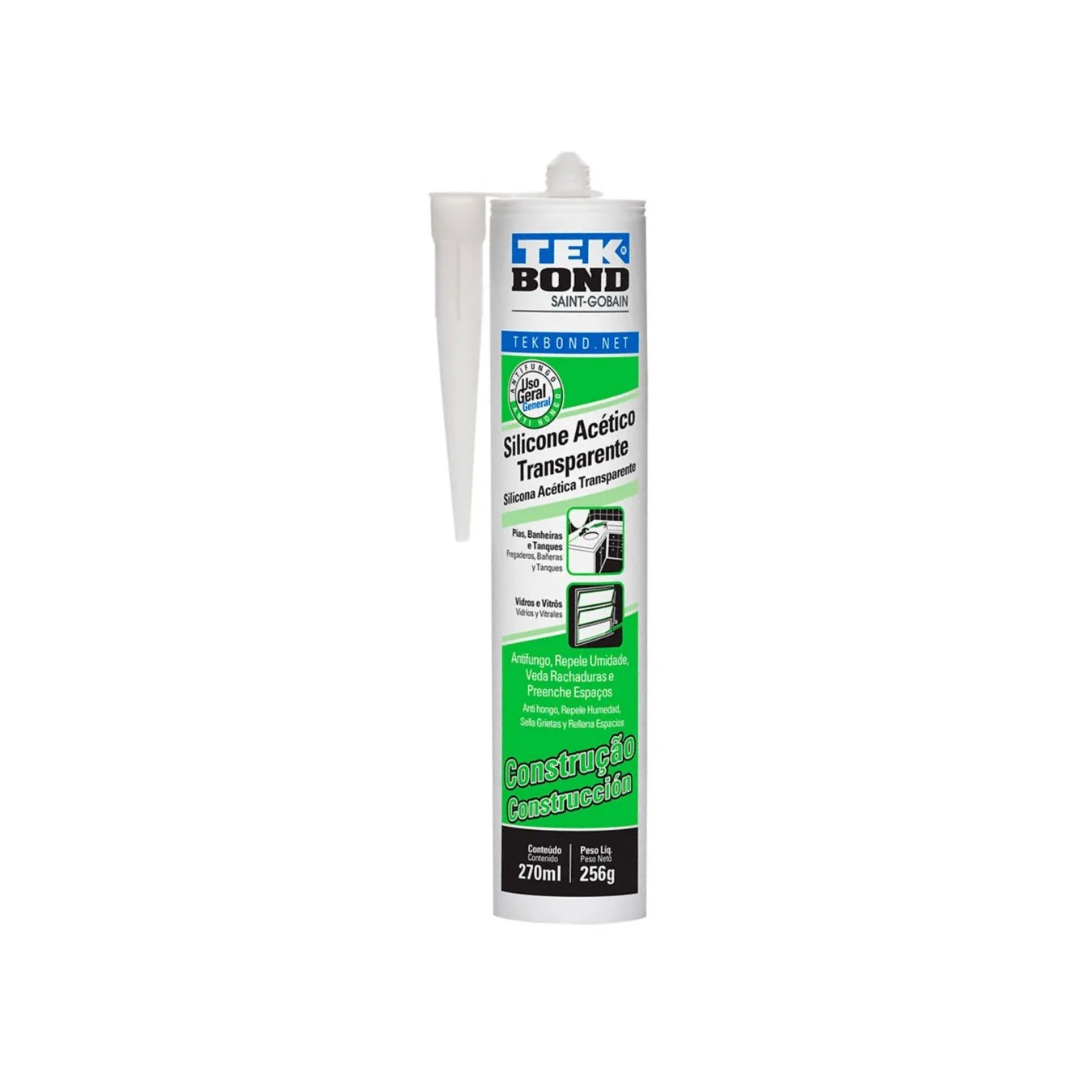 Silicone Acético Transparente 256g Tekbond