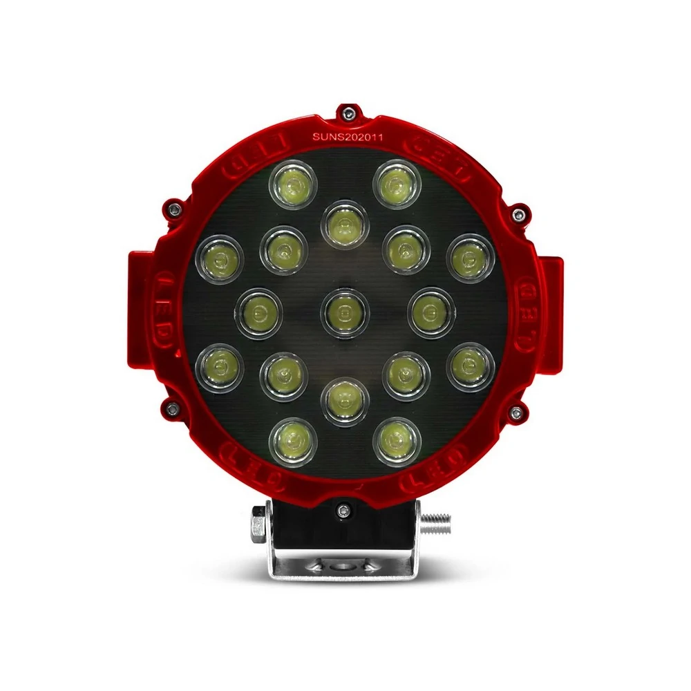 Farol Auxiliar Redondo Vermelho 17 Leds 51W - SUNS ACESSORIOS FLU1051