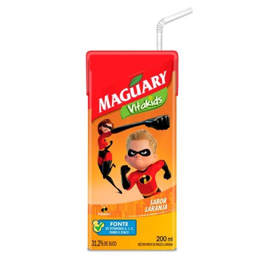 Néctar Laranja Disney Os Incríveis 2 Maguary Vitakids Caixa 200ml