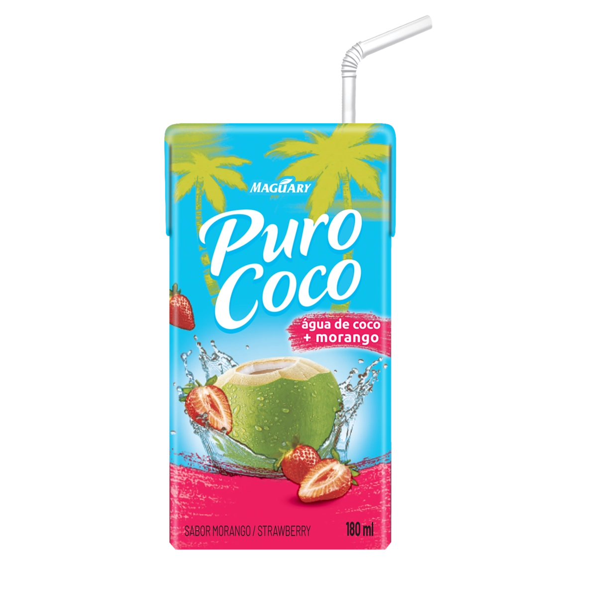 água De Coco Morango Puro Coco Caixa 180ml