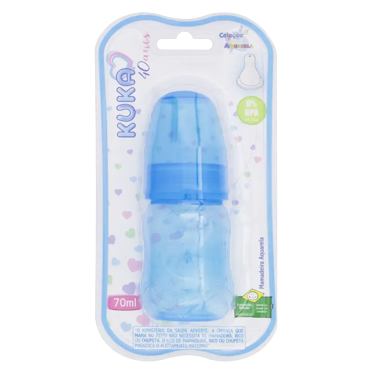 Mamadeira Azul Aquarela 70ml Kuka