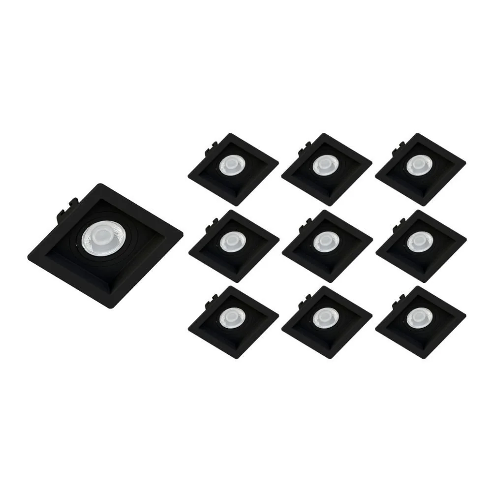 10 Spots De Embutir Recuado Save Energy Mr16 Gu10 Bivolt Preto