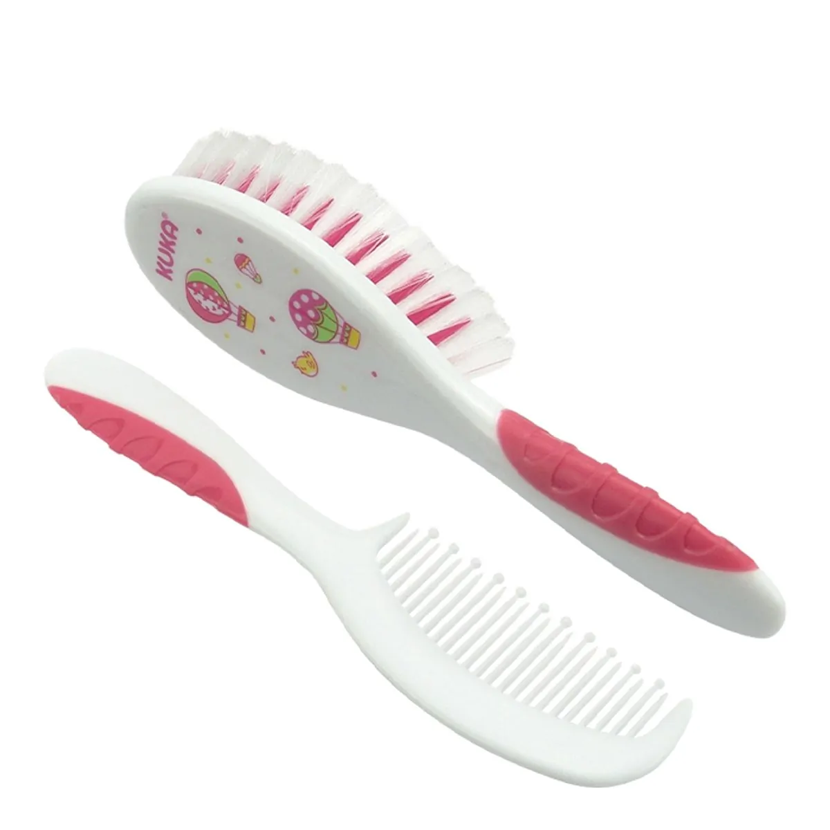 Conjunto Escova de Cabelo Kuka Soft 7258 Rosa
