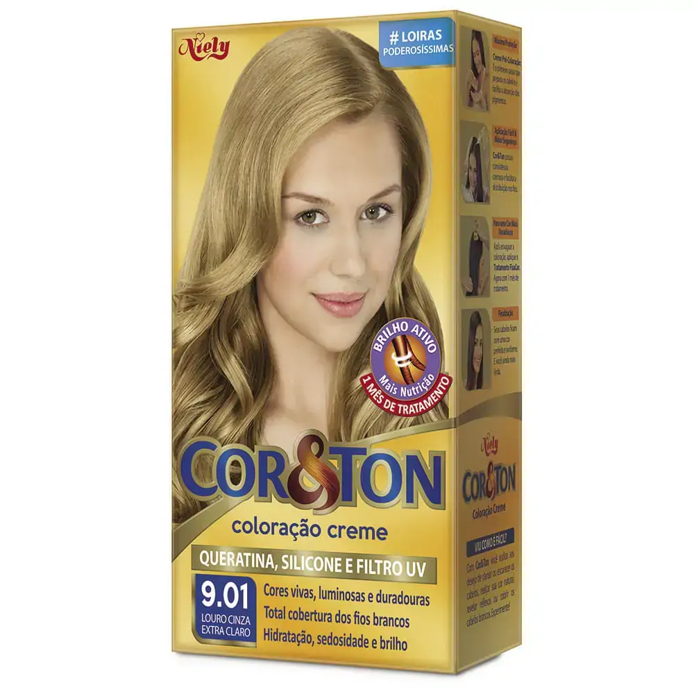 Tintura Coreton Kit Creme 9.01 Louro Cinza Extra Claro