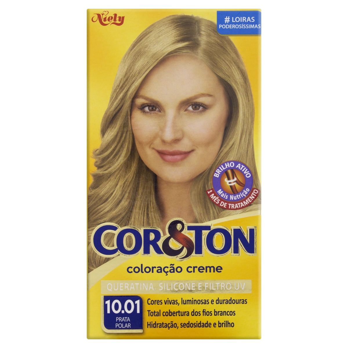Kit Coloração Creme 10.01 Prata Polar Niely Cor Ton