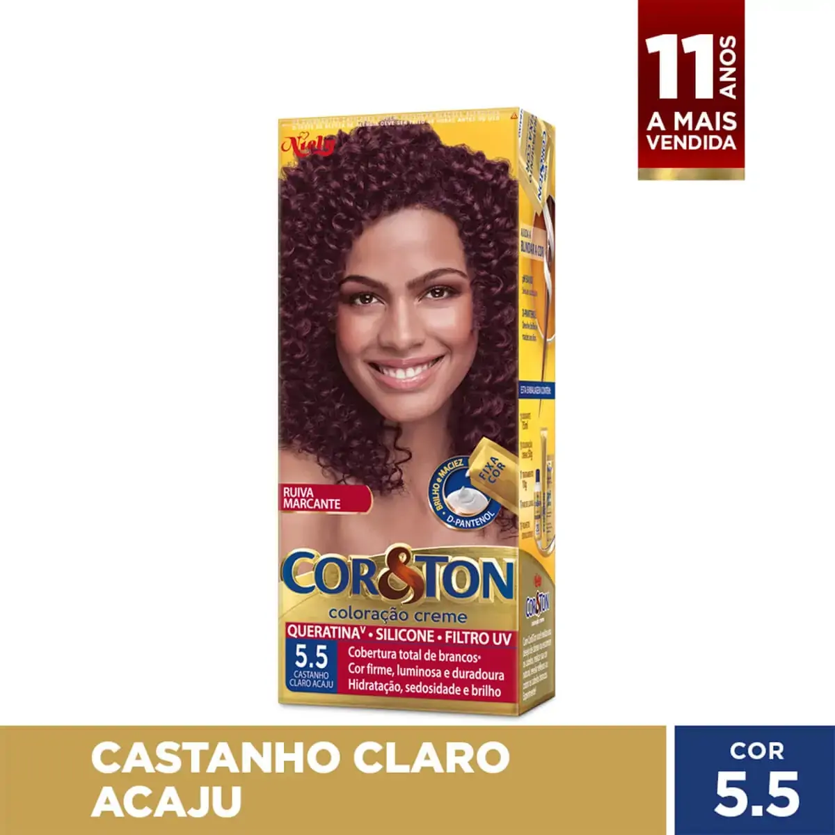 Tintura Permanente Corton 50g 5.5 Castanho Claro Acajú Unit