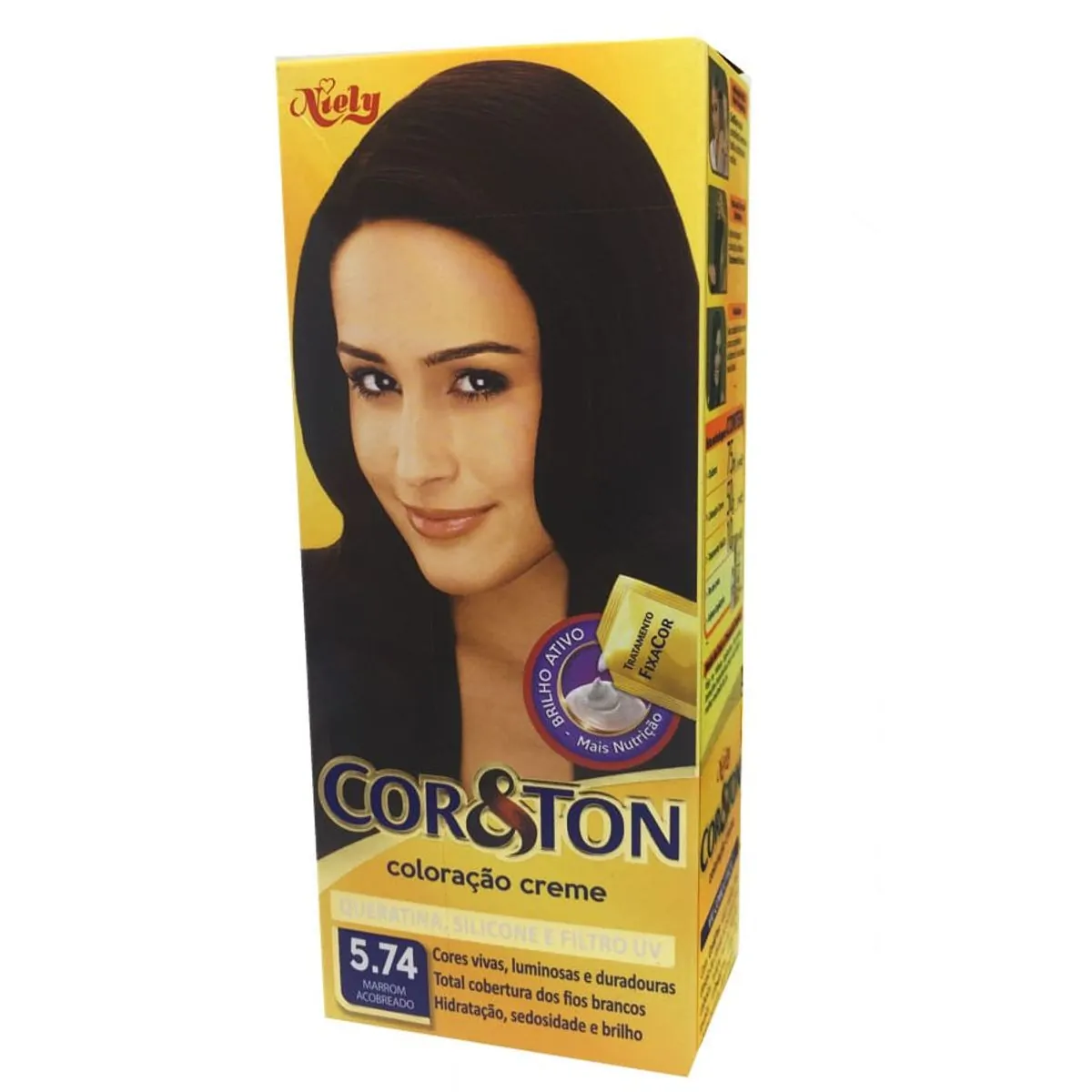Kit Coloração Creme 5.74 Marrom Acobreado Niely Cor Ton