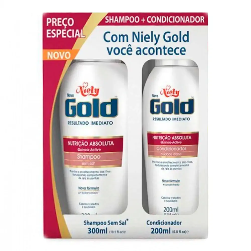 Kit Niely Gold Renovacao Capilar Shampoo Condicionador