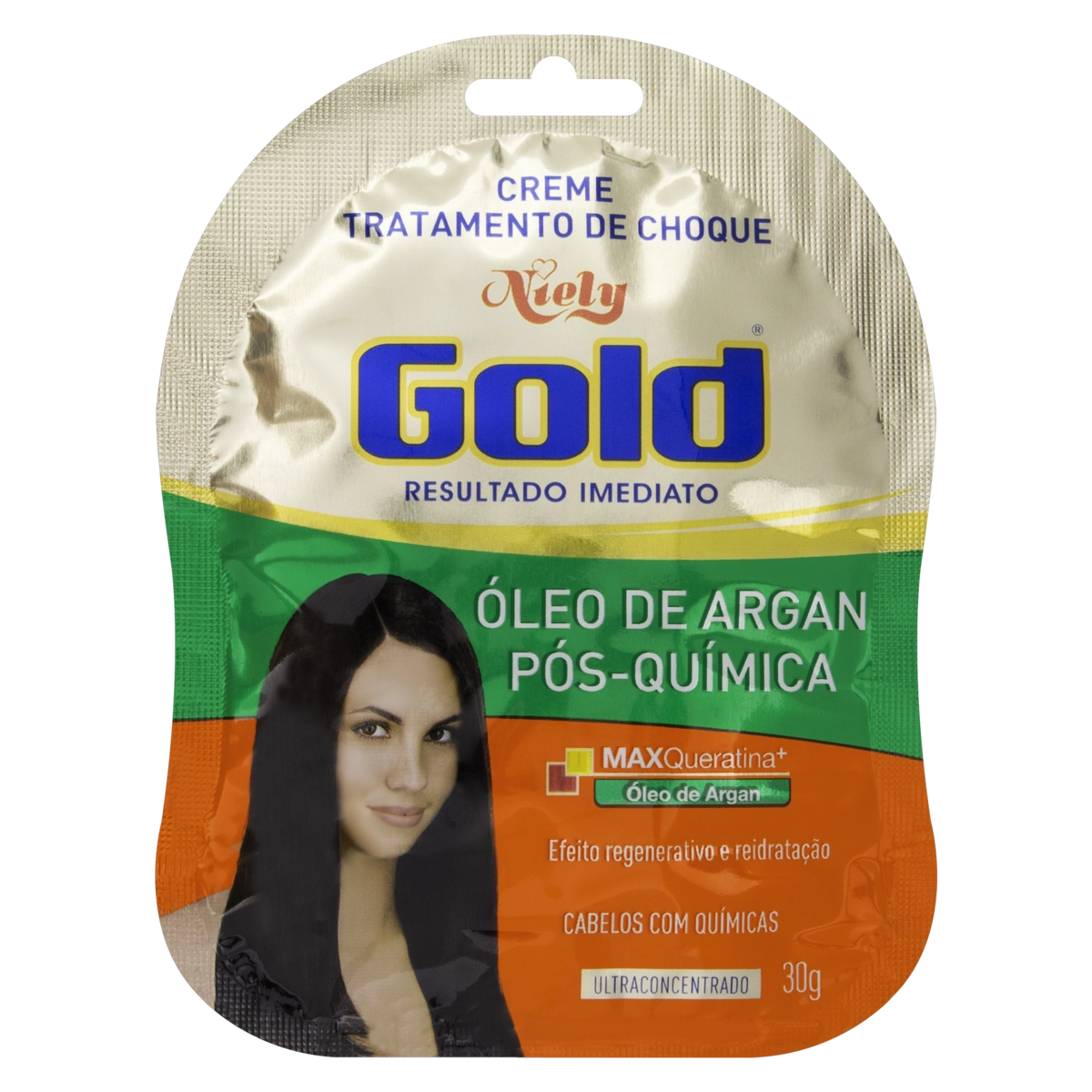 Creme Tratamento De Choque óleo De Argan Pós Química Niely Gold Pacote 30g