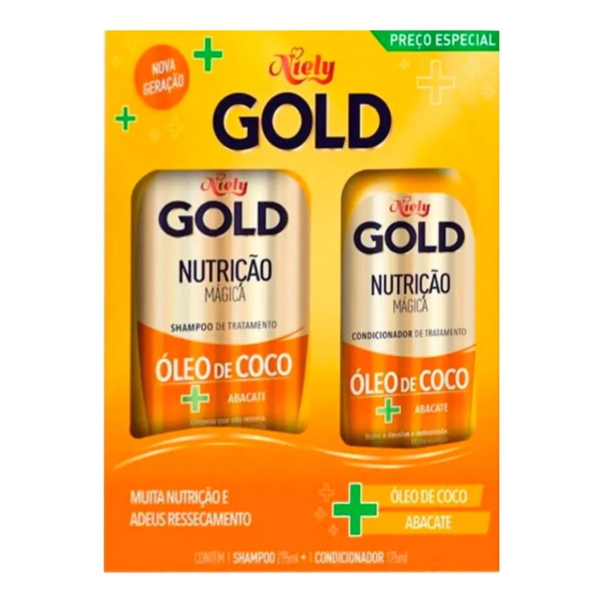 Kit Shampoo 300ml Condicionador 200ml Niely Gold Nutrição Poderosa