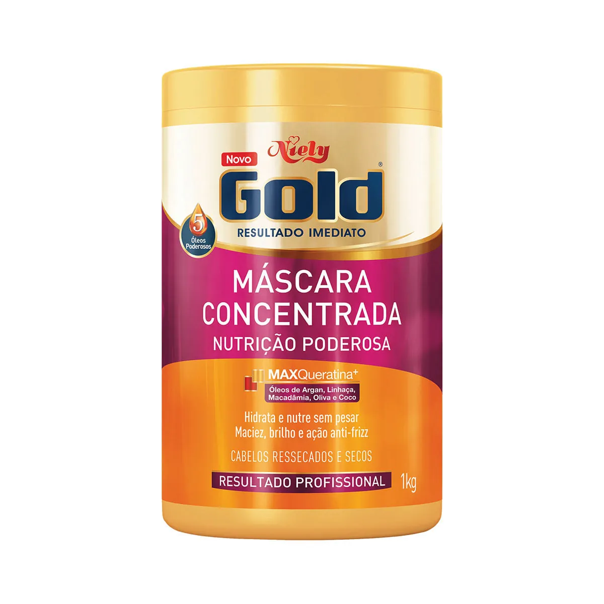 Máscara Concentrada Niely Gold Nutrição Poderosa Pote 1kg