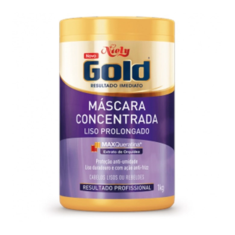 Máscara Concentrada Niely Gold Liso Prolongado Pote 1kg