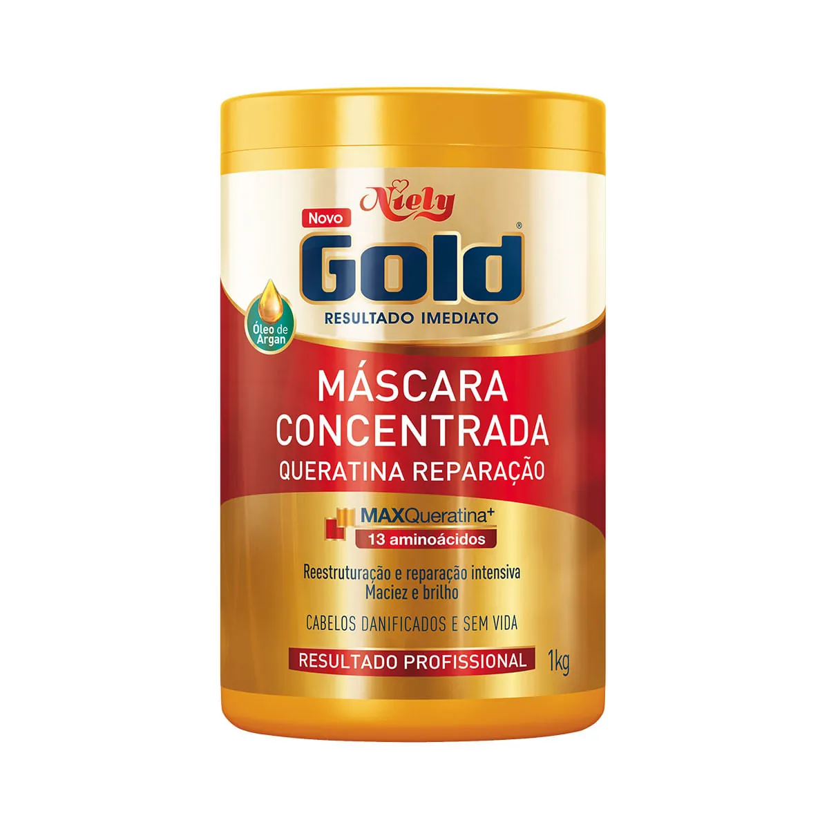 Máscara Concentrada Niely Gold Queratina Reparação Pote 1kg