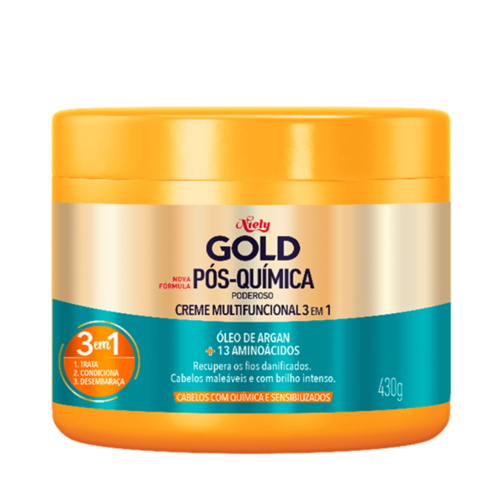 Máscara Concentrada Niely Gold óleo De Argan Pós Química Pote 430g