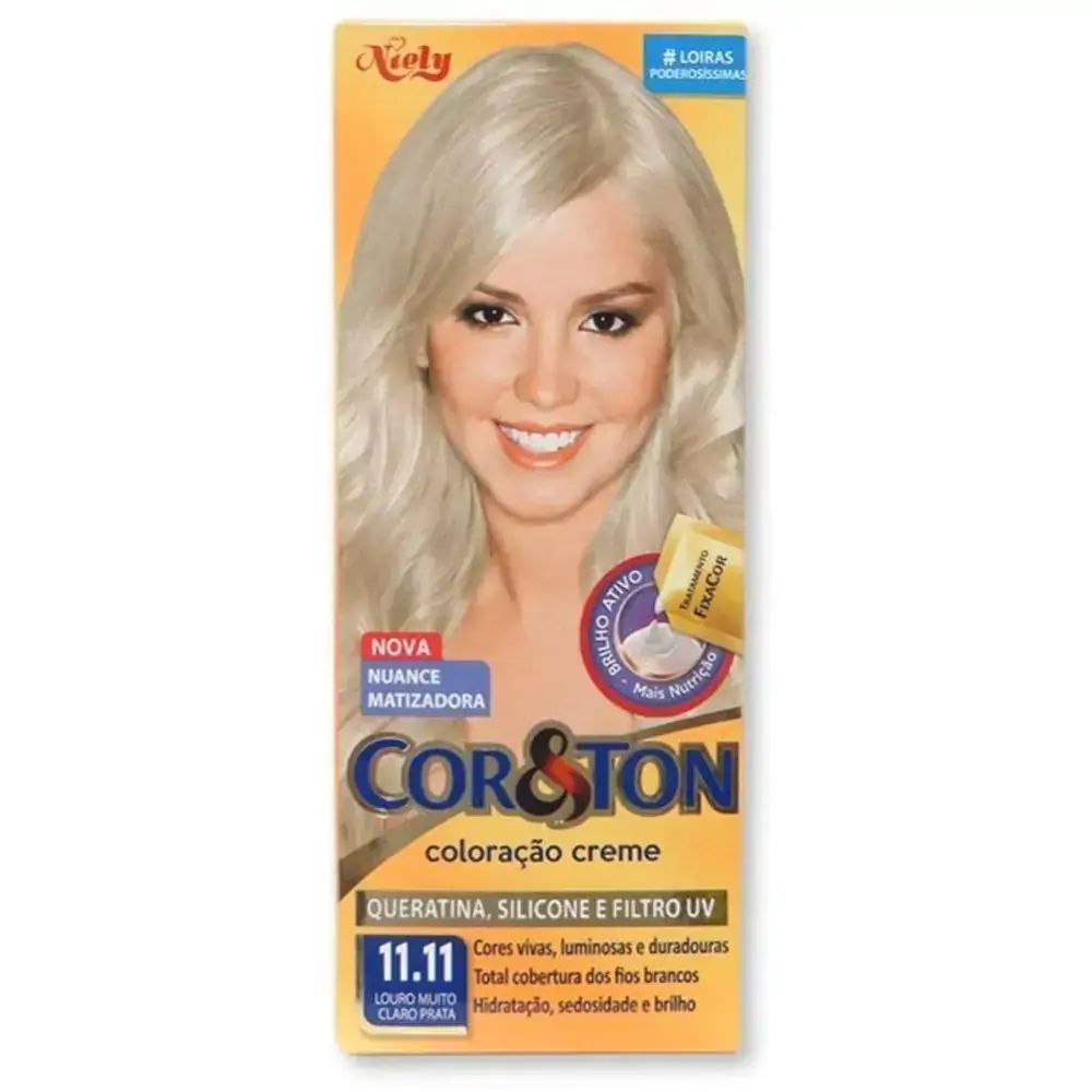 Kit Coloração Creme 11.11 Louro Muito Claro Prata Niely Cor Ton