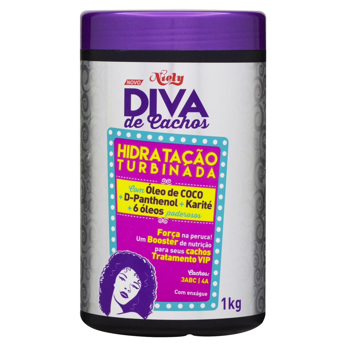 Creme De Tratamento Hidratação Turbinada Niely Diva De Cachos Pote 1kg