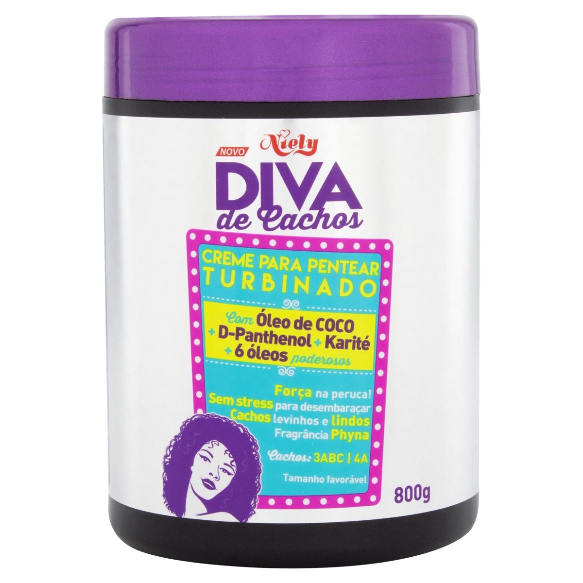 Creme Para Pentear Turbinado Niely Diva De Cachos Pote 800g