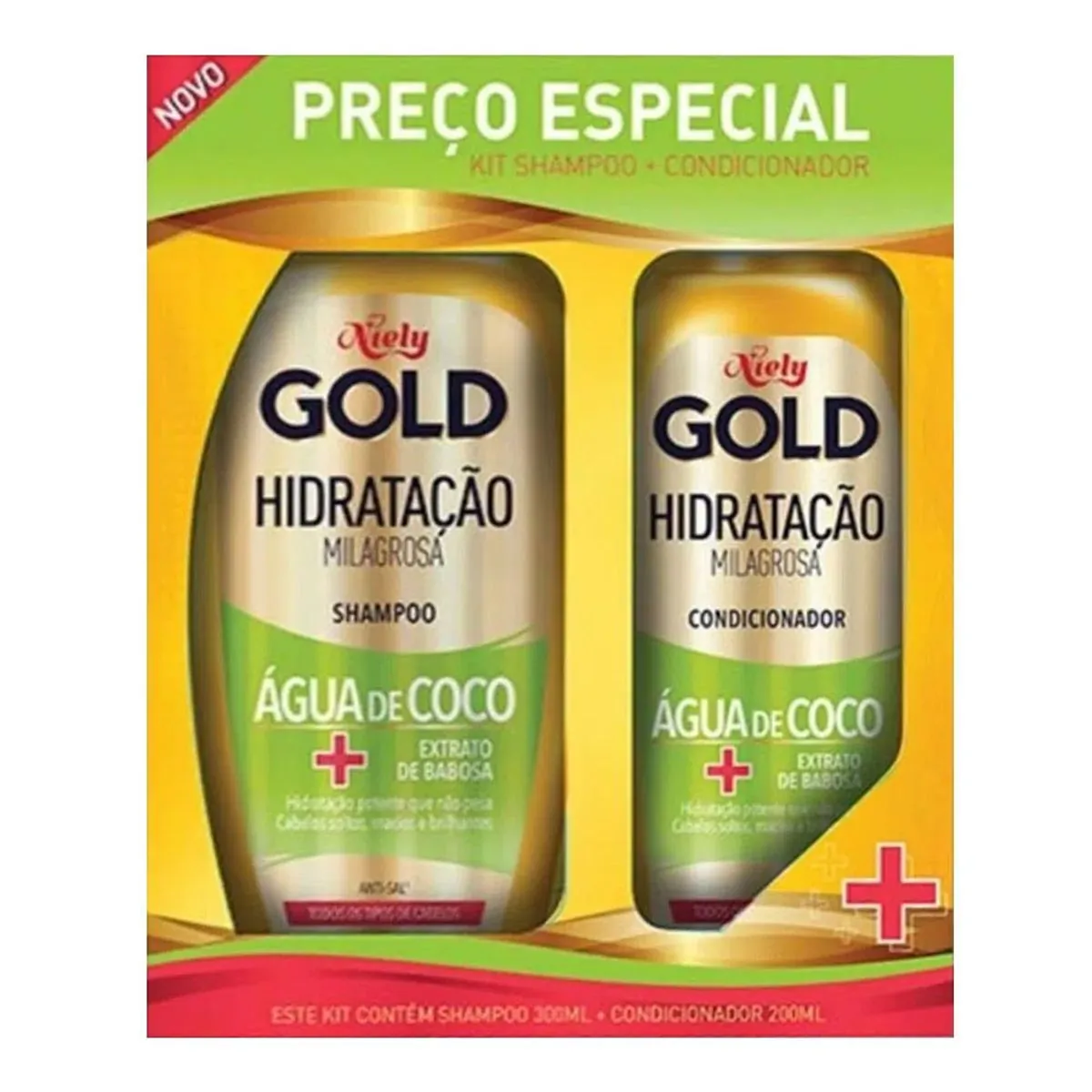 Kit Niely Gold Água de Coco Shampoo 300ml + Condicionador 200ml