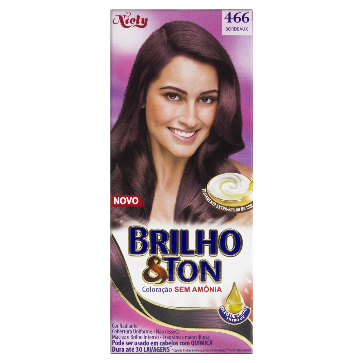 Kit Coloração Creme 466 Bordeaux Niely Brilho Ton