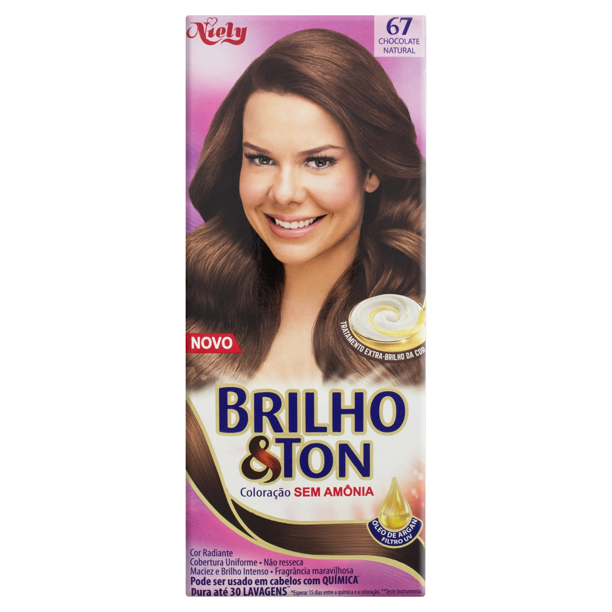 Kit Coloração Creme 67 Chocolate Natural Niely Brilho Ton
