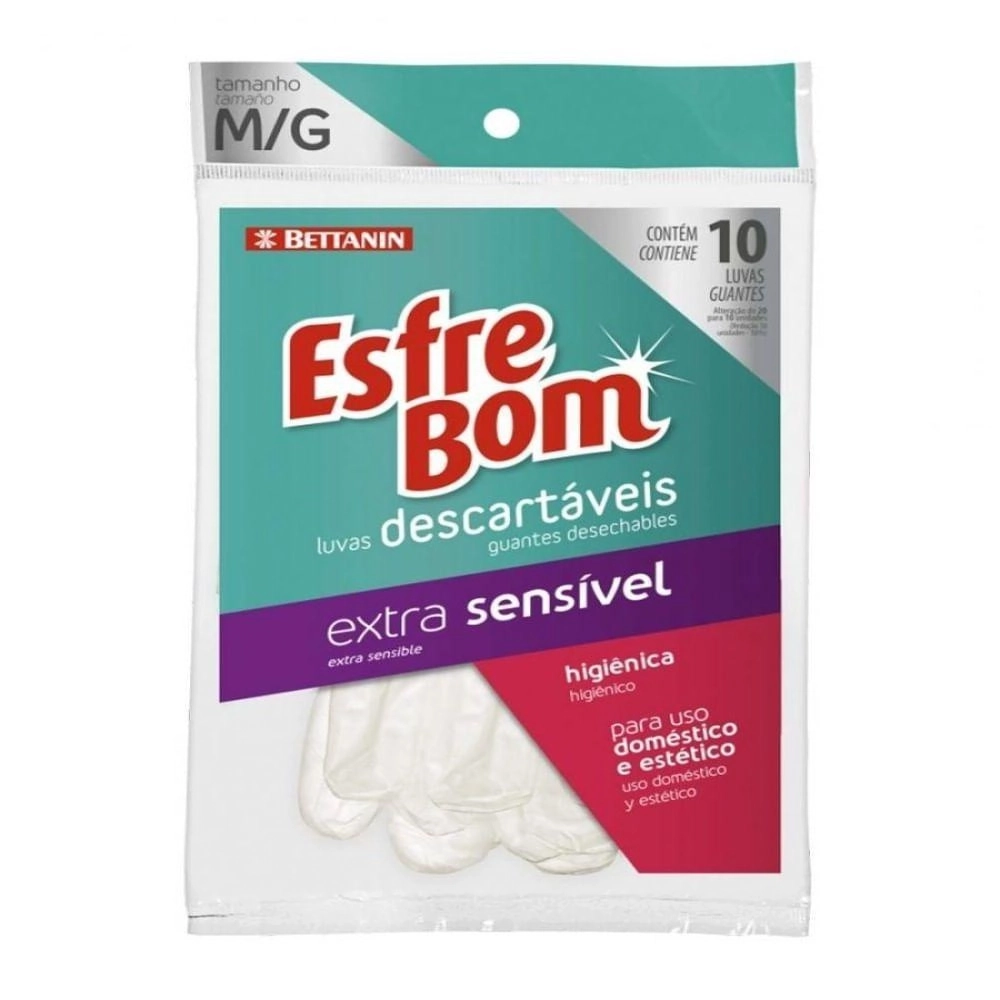 Luva Descartável Esfrebom M/g Pacote 10 Unidades