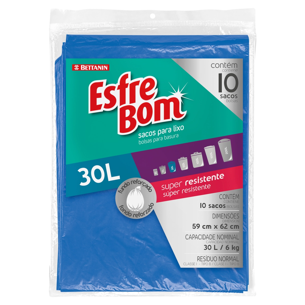 Saco Para Lixo Tipo B 30l Esfrebom 10 Unidades