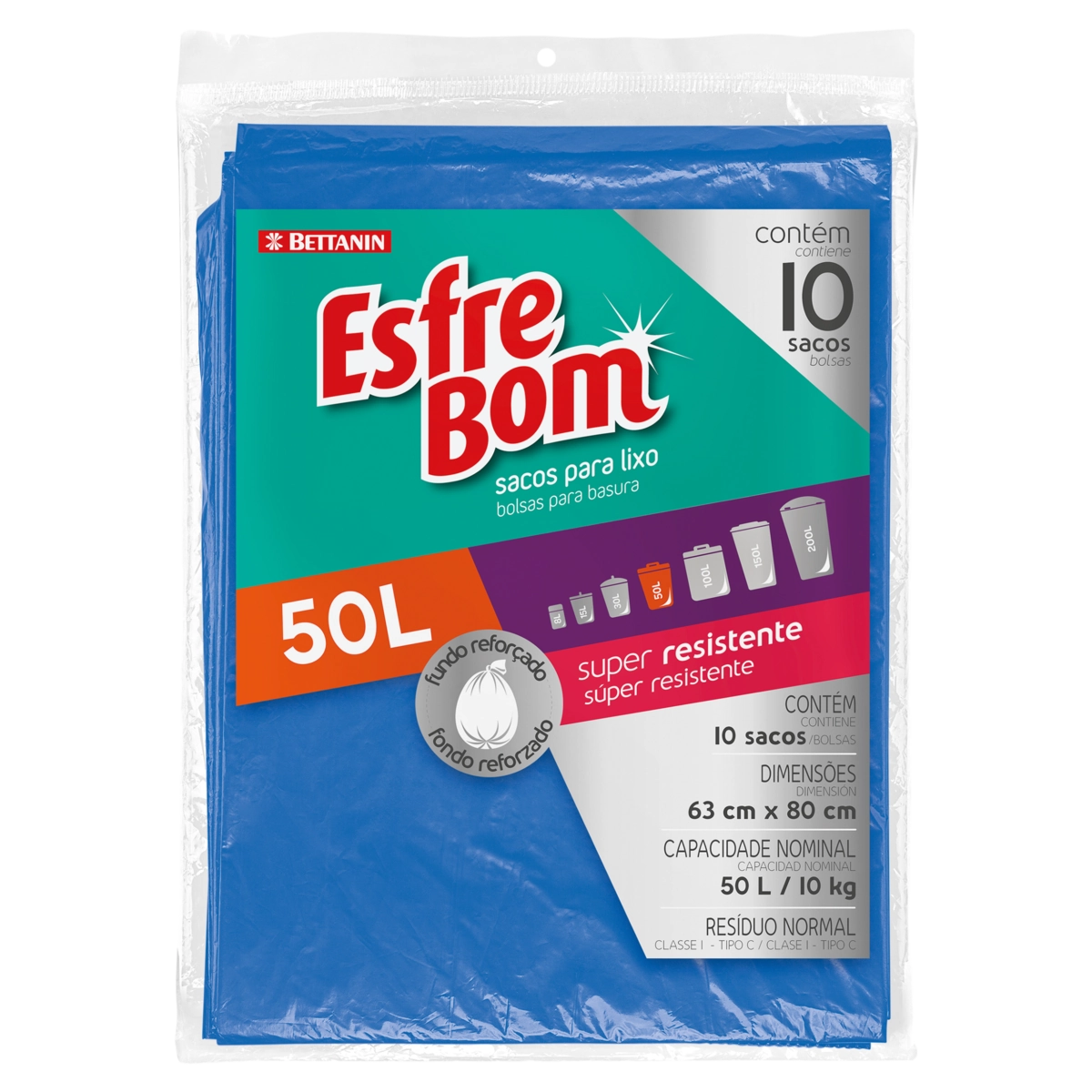 Saco Para Lixo Tipo C 50l Esfrebom 10 Unidades