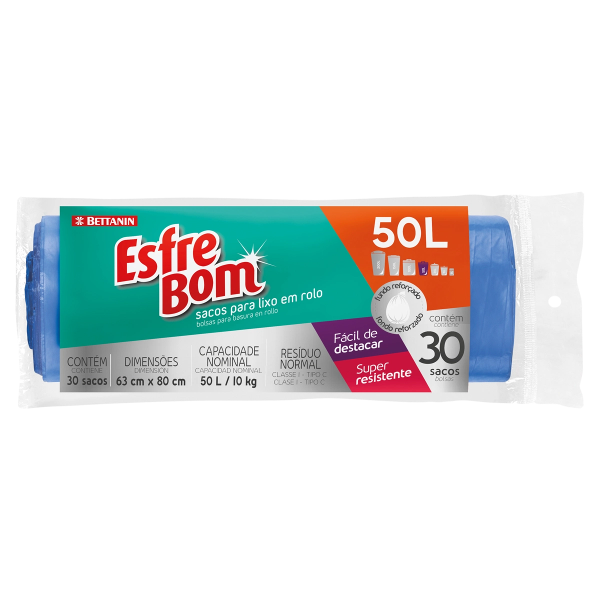 Saco para Lixo em Rolo Esfrebom Bettanin 50L
