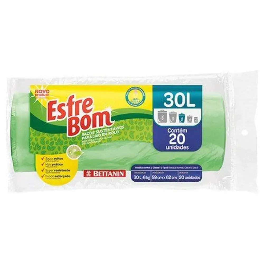 Saco Esfrebom P/lixo 20x30lt Verde