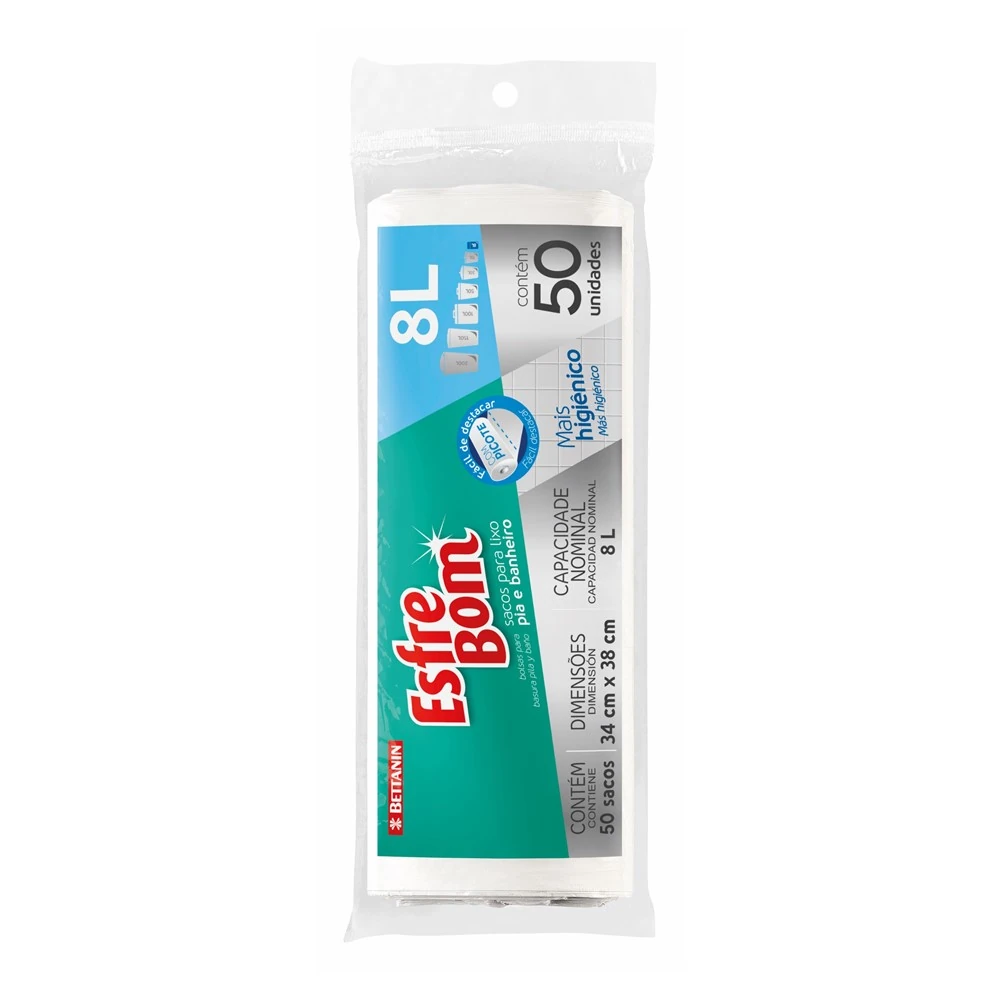 Rolo de Saco para Lixo Branco 8 Litros