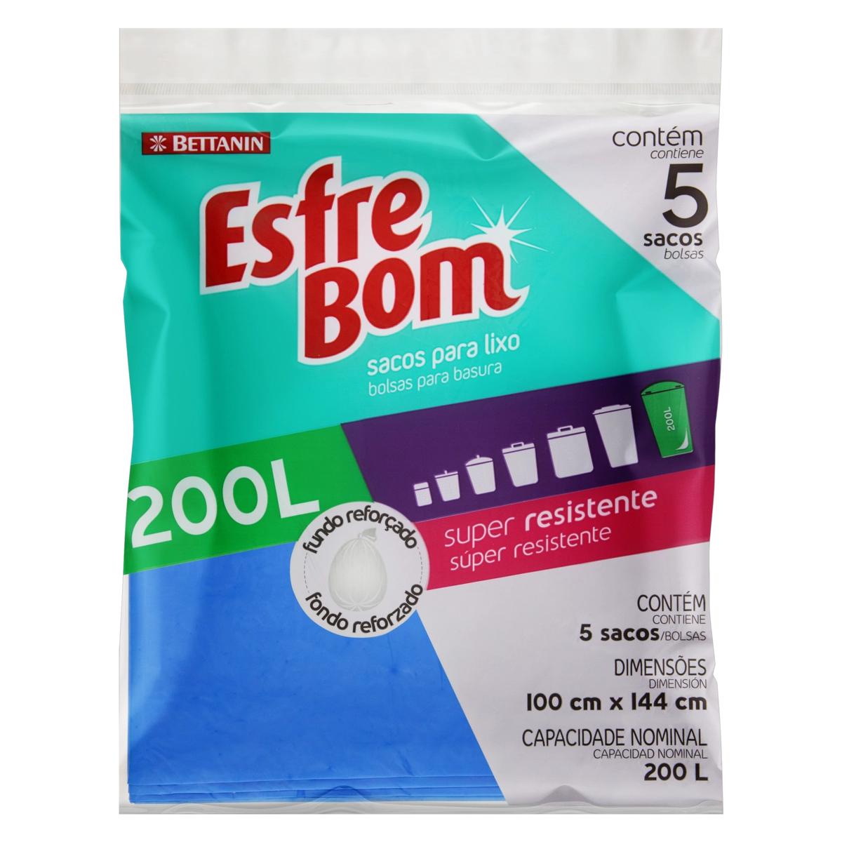 Saco Para Lixo 200l Esfrebom 5 Unidades