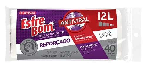 Saco Lixo Esfrebom Antiviral Rolo 12l C/40 Und