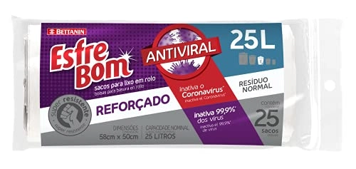 Saco Lixo Esfrebom Antiviral Rolo 25l C/25 Und