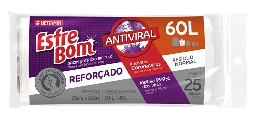 Saco Para Lixo Antiviral De 60 Litros, Linha Esfrebom, Bettanin, Esfrebom, Verde