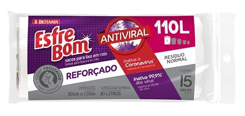 Saco Lixo Esfrebom Antiviral Rolo 110l C/15 Und