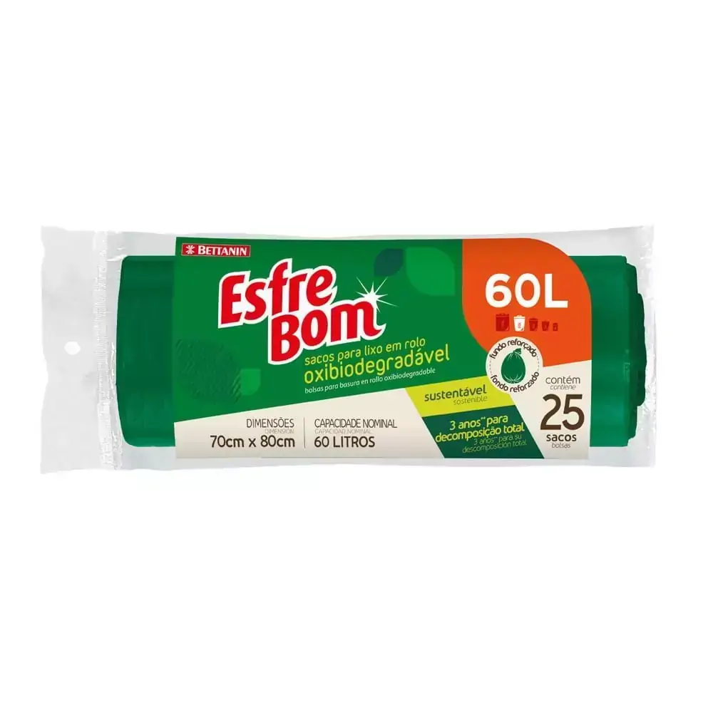 Saco para Lixo Oxibiodegradável Rolo 60 Litros EsfreBom Bettanin BT323